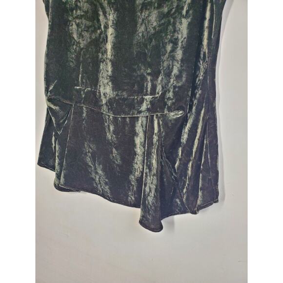 Theory Womens Top Medium Peplum VELVET Party Holidays Dark Green Draped Front - Picture 3 of 11